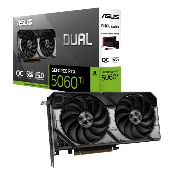 ASUS VGA NVIDIA GeForce RTX 5060 Ti DUAL OC 16G,  16GB GDDR7,  3xDP,  1xHDMI