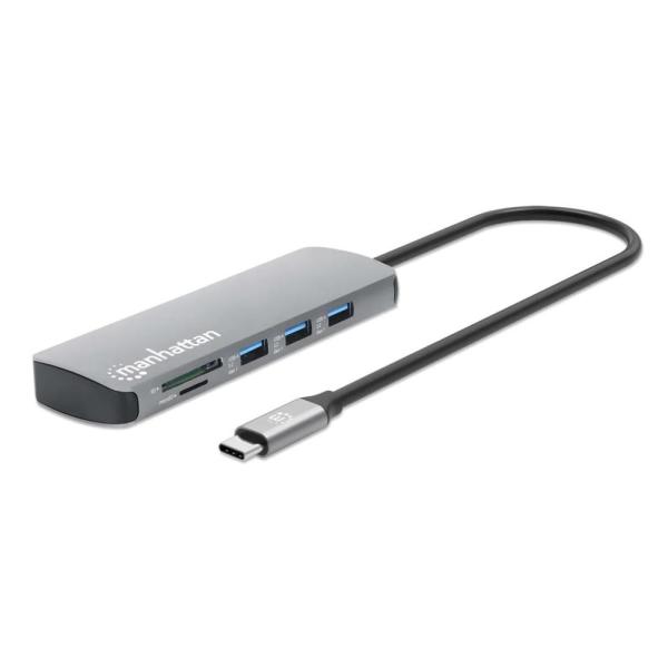 MANHATTAN Dokovací stanice USB-C 9v1,  1xHDMI,  2xUSB-C,  3xUSB,  1xRJ45,  čtečka SD karet,  šedá