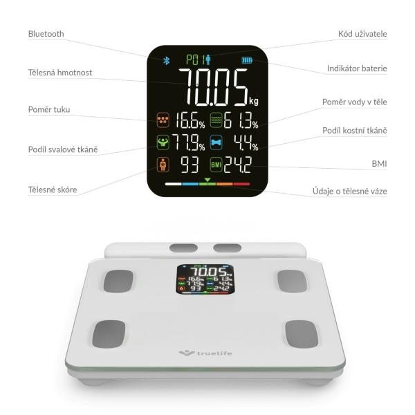 TrueLife FitScale W8 BT White - osobní diagnostická bluetooth váha8