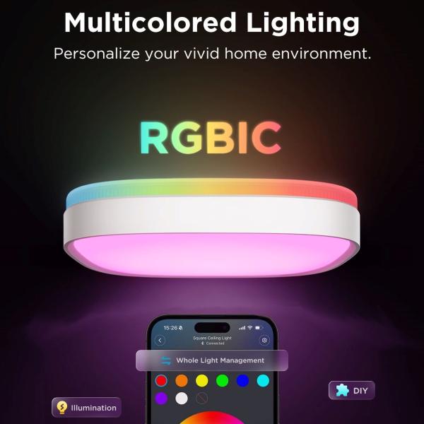Govee RGBICWW Smart čtverhranné stropní světlo 2400lm 30cm Matter2