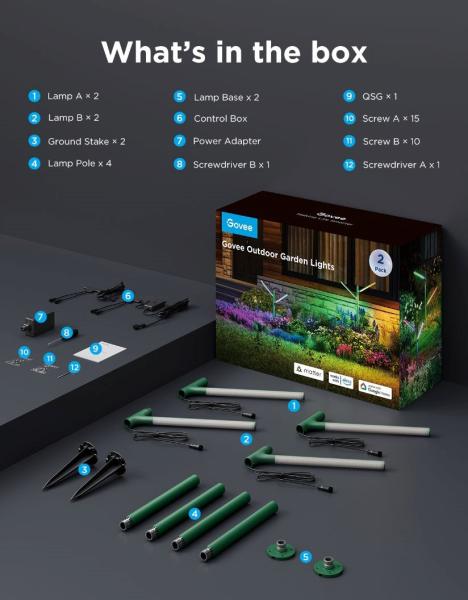 Govee RGBWW zahradní světlo 2ks Matter1