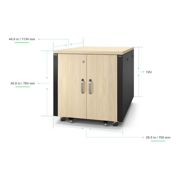 APC NetShelter Soundproof,  12U,  Server Rack Enclosure,  Maple1