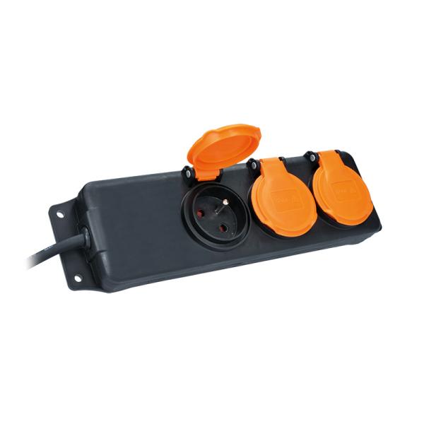 Solight prodlužovací přívod IP44,  3 zásuvky,  gumový kabel,  venkovní,  3m2