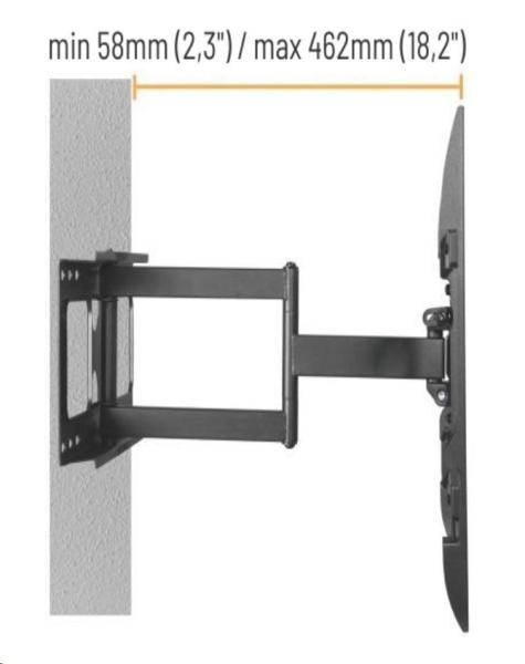 Výsuvný držák Brateck LPA69-463D pro TV 32"-70" 45kg polohovatelný nástěnný2