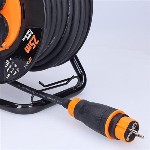 Solight 4z prodlužovací přívod - na bubnu,  25m guma H07RN-F,  3x 2, 5mm2,  IP441