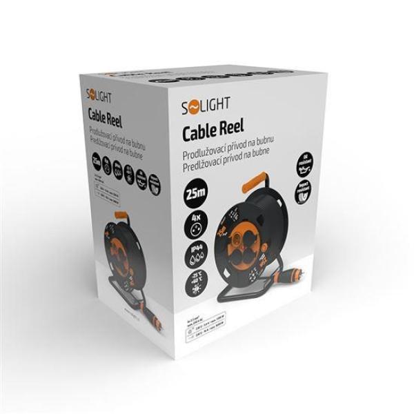 Solight 4z prodlužovací přívod - na bubnu,  25m guma H07RN-F,  3x 2, 5mm2,  IP440