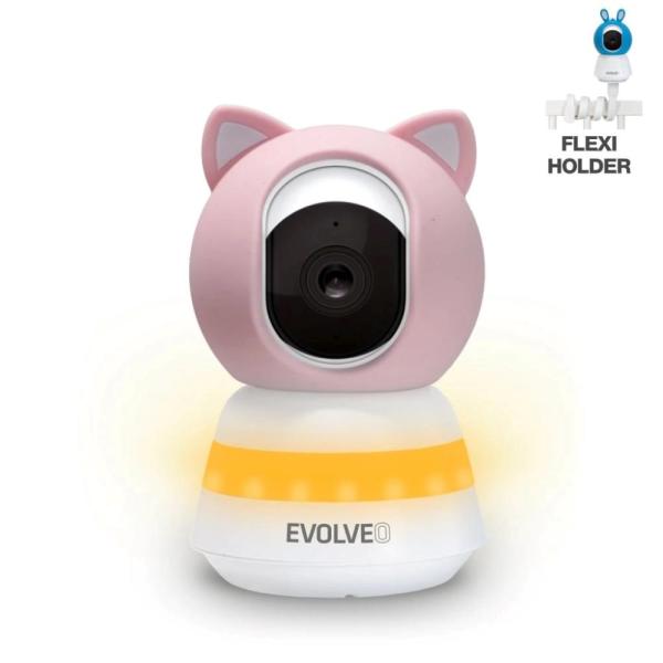 EVOLVEO Baby Monitor LUX- Múdra 360 ° videoopatrovateľka s nočným videním, detekciou plače a pohybu, ružová