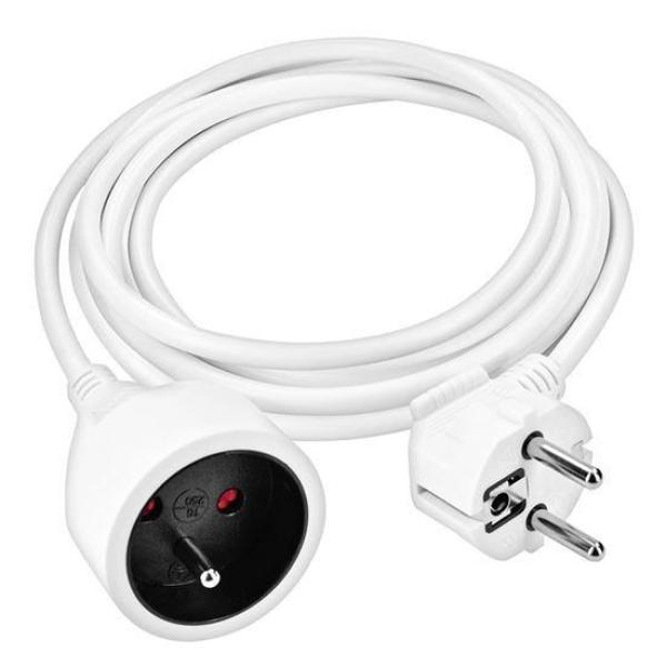 Solight prodlužovací přívod 3m,  1 zásuvka,  16A/ 3680W,  PVC,  bílý2