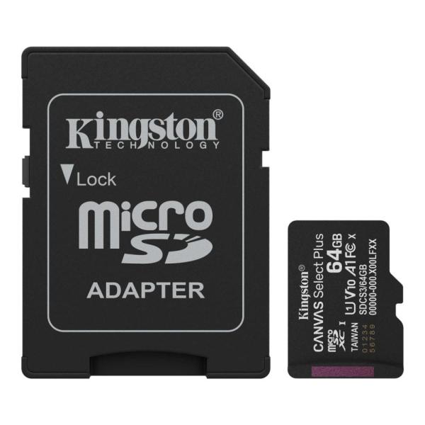 Kingston Canvas Select Plus/ Micro SDXC/ 64GB/ UHS-I U1 / Class 10/ + Adaptér