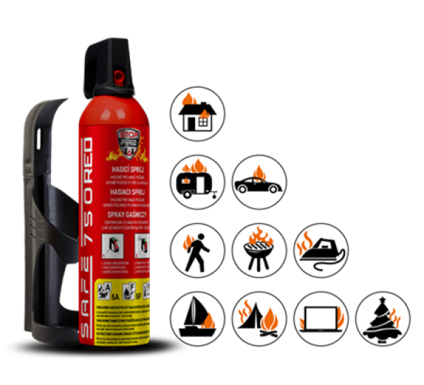 Safe SET Hasicí sprej  750 RED + držák  75C