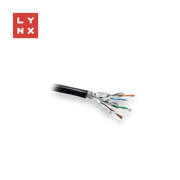 LYNX SFTP kabel,  Cat6a,  PE,  celoměděný,  venkovní,  černý,   cívka 500m