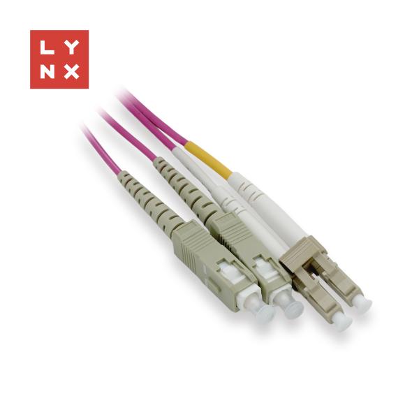 LYNX duplexní patch kabel MM,  OM4,  LC/ SC,  50/ 125µm,  5m