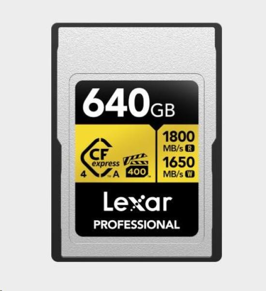Lexar CFexpress 4.0 Pro Gold,  VPG400,  R1800/ W1650 (Type A) 640GB