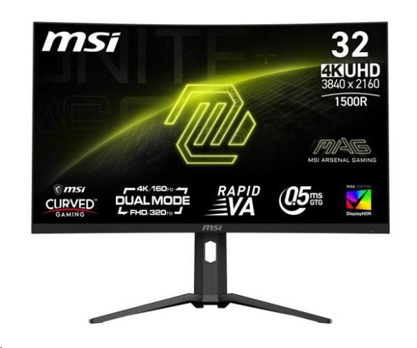 MSI MAG/ 321CUPDF/ 31, 5"/ VA/ 4K UHD/ 160Hz/ 0, 5ms/ Čierna/ 3R