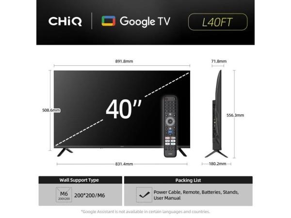 CHiQ L40FT TV 40",  FHD,  smart,  Google TV,  dbx-tv,  Dolby Audio,  Frameless4