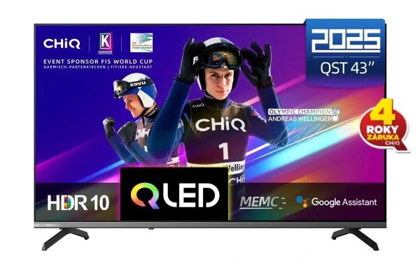 CHiQ U43QST TV 43",  UHD,  QLED,  ultratenká,  Google TV,  DLG 120 Hz,  Dolby Audio,  Frameless,  metalická