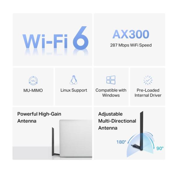 MERCUSYS MA14H WiFi6 USB adapter (AX300, 2, 4GHz)3