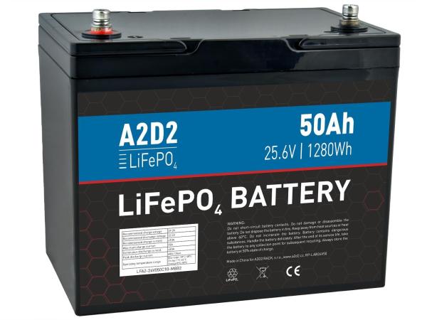 A2D2 batéria LiFePO4 25, 6V 50Ah M8
