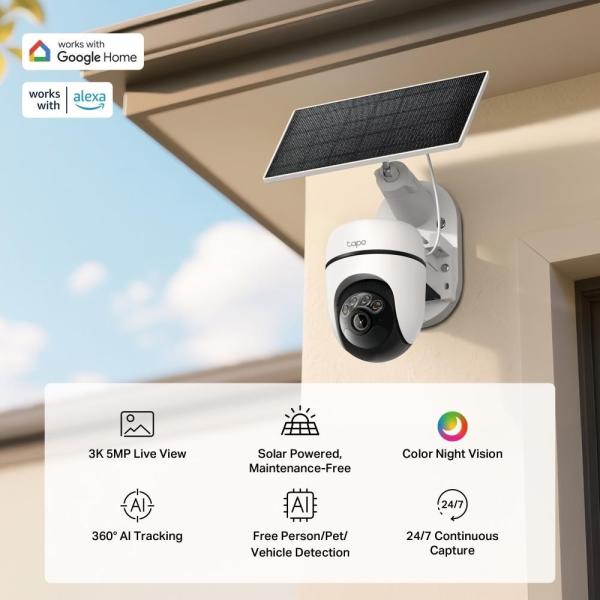 TP-Link Tapo C630 KIT venkovní kamera,  solární panel (5MP,  3K,  1620p,  IR 16m,  WiFi,  micro SD card,  IP65)2