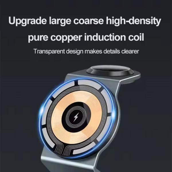 1stCOOL bezdrátová QI nabíjecí stanice 3v1,  21W,  MagSafe,  USB-C,  černá1