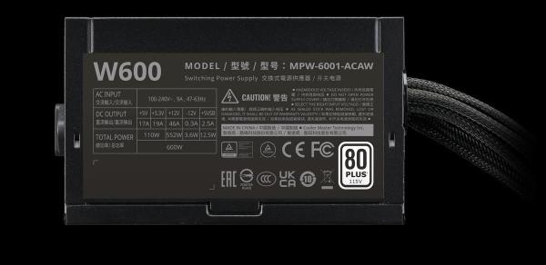Cooler Master zdroj Elite NEX 600W 230V,  120mm,  80+ White,  Mesh (opletené kabely)5