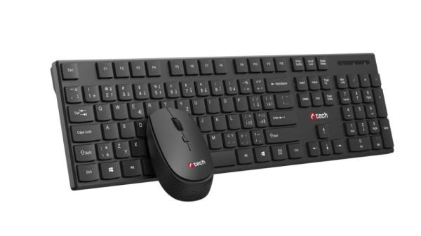 BAZAR - C-TECH klávesnice s myší WLKMC-03,  Bezdrátový set 2.4GHz,  CZ,  Černá,  rozbaleno