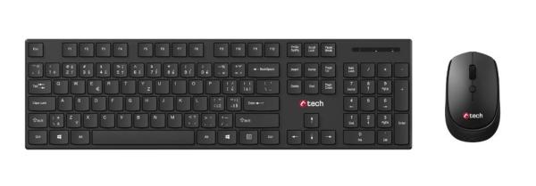 BAZAR - C-TECH klávesnice s myší WLKMC-03,  Bezdrátový set 2.4GHz,  CZ,  Černá,  rozbaleno1