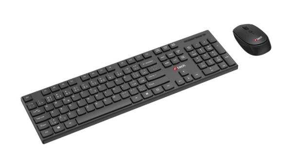 BAZAR - C-TECH klávesnice s myší WLKMC-03,  Bezdrátový set 2.4GHz,  CZ,  Černá,  rozbaleno2