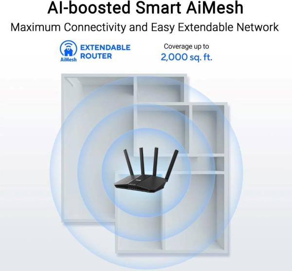 ASUS Router RT-BE58U V2,  IPv6,  WiFi 7,  1 GB RAM,  1x USB 3.2 Gen,  3600 Mb/ s5