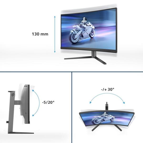 Philips MT 27" 27M2C5200W/ 00 - 1920x1080, VA, 280Hz, HDR10, 2xHDMI, 1xDP, Zakřivený, Pivot4