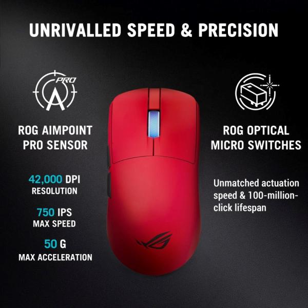 ASUS Herní myš ROG Harpe II Ace,  Bezdrátová,  červená8