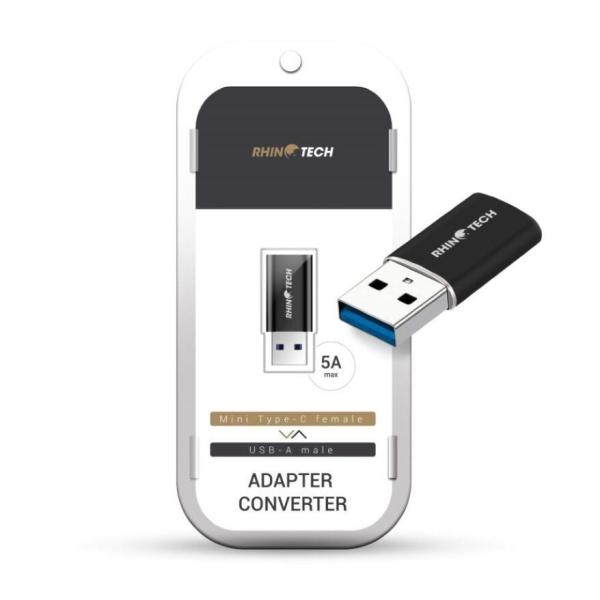 RhinoTech USB-C F na USB-A 3.0 M redukce,  OTG. černá2