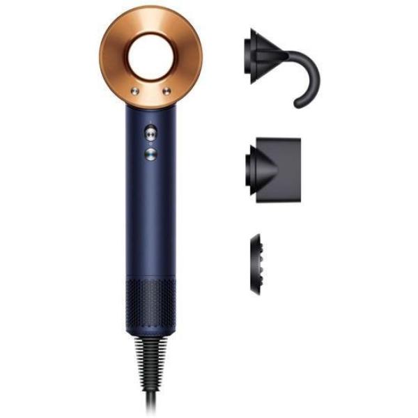 Dyson Supersonic HD07 T1/ T2 fén,  1600 W,  3 rychlosti,  4 teploty,  koncentrátor,  pruská modrá/ měděná