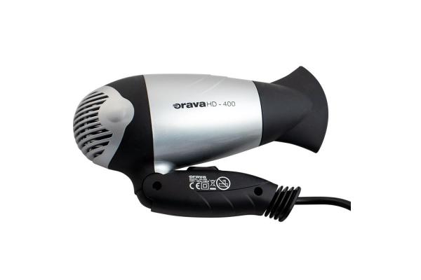 Orava HD-400/ S cestovní fén,  1100 W,  2 úrovně výkonu,  rovnoměrná koncentrace tepla1