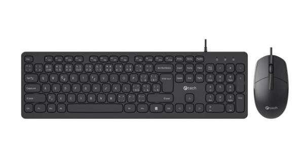 C-TECH Klávesnice KBM-105,  drátový combo set s myší,  USB,  CZ/ SK3