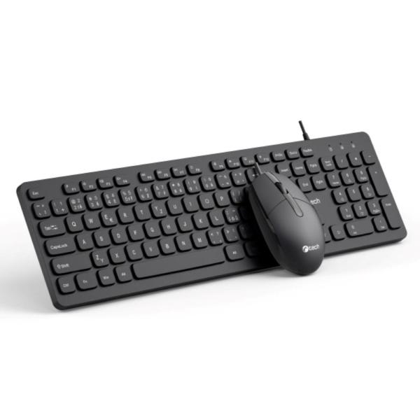 C-TECH Klávesnice KBM-105,  drátový combo set s myší,  USB,  CZ/ SK0