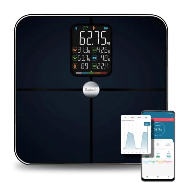Salente BodyFit, múdra osobná diagnostická fitness váha, Bluetooth, čierna