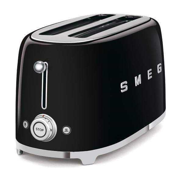 Smeg TSF02BLEU,  toustovač /  topinkovač,  4 toasty,  6 úrovní opékání,  zásuvka na drobky,  styl. 50. let,  černý1