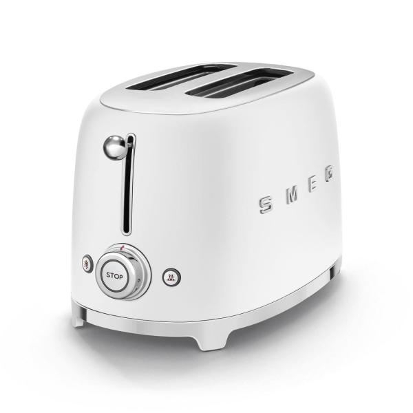 Smeg TSF01WHMEU toustovač /  topinkovač,  2 toasty,  6 úrovní opékání,  zásuvka na drobky,  styl. 50. let,  matně bílá1
