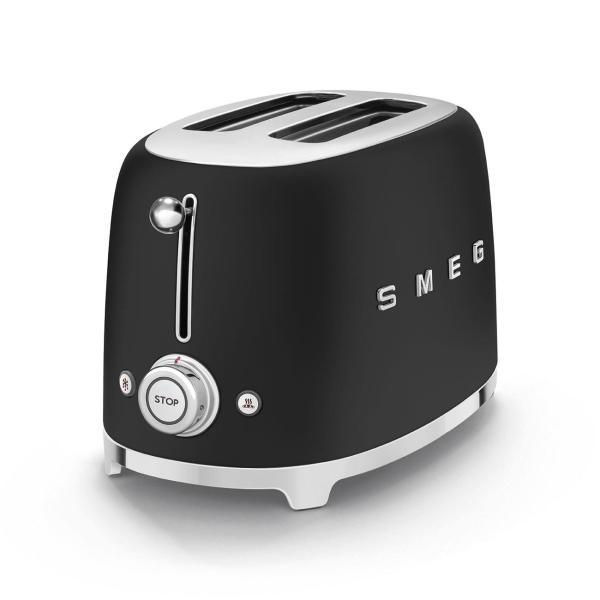 Smeg TSF01BLMEU toustovač /  topinkovač,  2 toasty,  6 úrovní opékání,  zásuvka na drobky,  styl. 50. let,  matně černá1