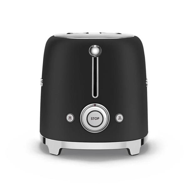 Smeg TSF01BLMEU toustovač /  topinkovač,  2 toasty,  6 úrovní opékání,  zásuvka na drobky,  styl. 50. let,  matně černá2