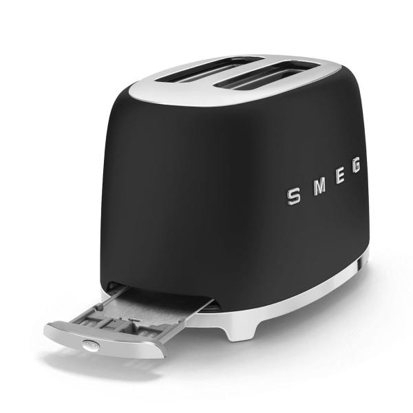 Smeg TSF01BLMEU toustovač /  topinkovač,  2 toasty,  6 úrovní opékání,  zásuvka na drobky,  styl. 50. let,  matně černá5