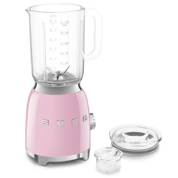 Smeg BLF03PKEU mixér,  800 W,  4 programy,  funkce pulse,  18000 RPM,  nerezové ostří,  Ice crush,  50"s Style,  růžový4