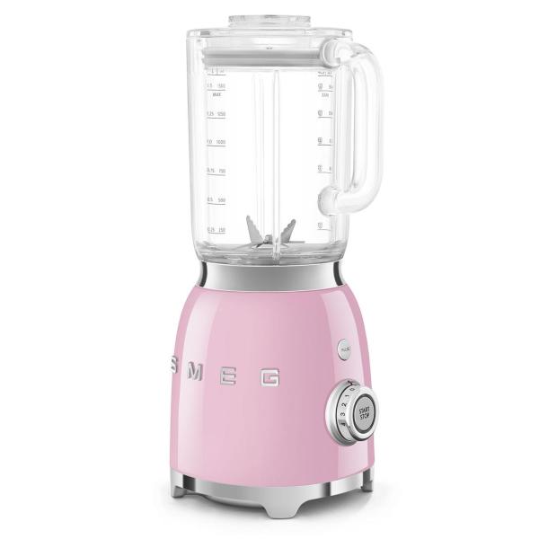 Smeg BLF03PKEU mixér,  800 W,  4 programy,  funkce pulse,  18000 RPM,  nerezové ostří,  Ice crush,  50"s Style,  růžový1