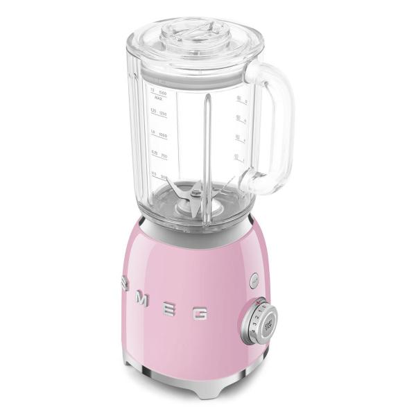 Smeg BLF03PKEU mixér,  800 W,  4 programy,  funkce pulse,  18000 RPM,  nerezové ostří,  Ice crush,  50"s Style,  růžový6