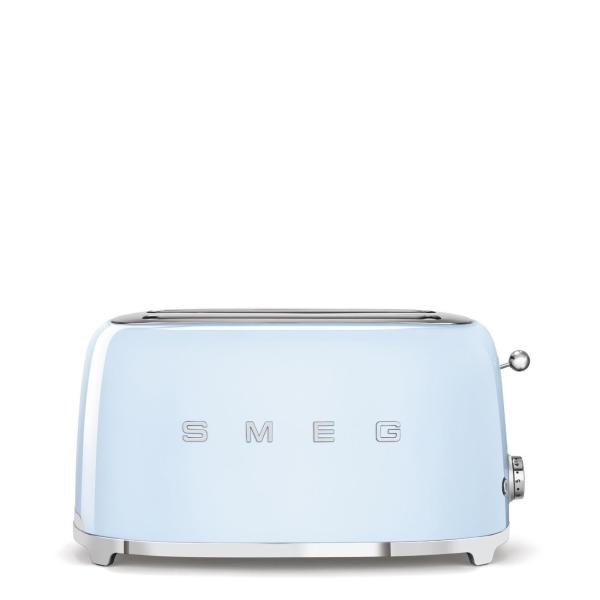 Smeg TSF02PBEU,  toustovač /  topinkovač,  4 toasty,  6 úrovní opékání,  zásuvka na drobky,  styl. 50. let,  pastelově modrý