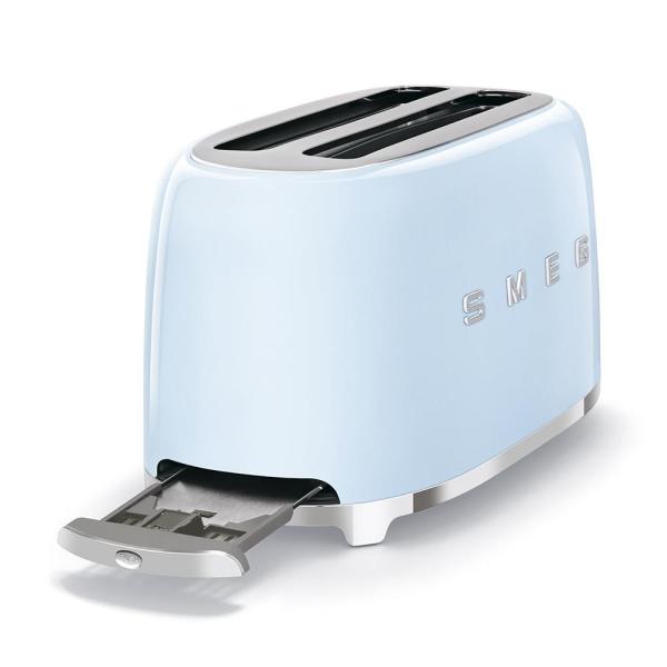 Smeg TSF02PBEU,  toustovač /  topinkovač,  4 toasty,  6 úrovní opékání,  zásuvka na drobky,  styl. 50. let,  pastelově modrý2