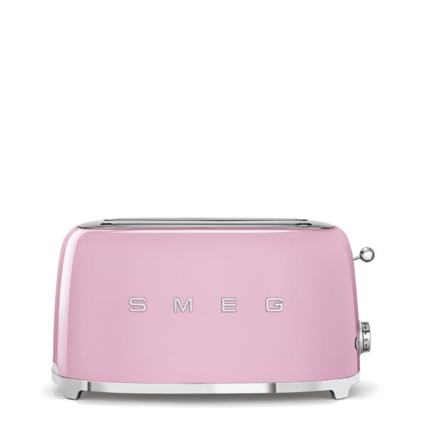 Smeg TSF02PKEU,  toustovač /  topinkovač,  4 toasty,  6 úrovní opékání,  zásuvka na drobky,  styl. 50. let,  růžový