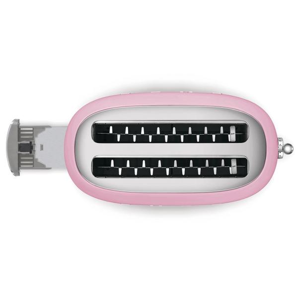 Smeg TSF02PKEU,  toustovač /  topinkovač,  4 toasty,  6 úrovní opékání,  zásuvka na drobky,  styl. 50. let,  růžový1