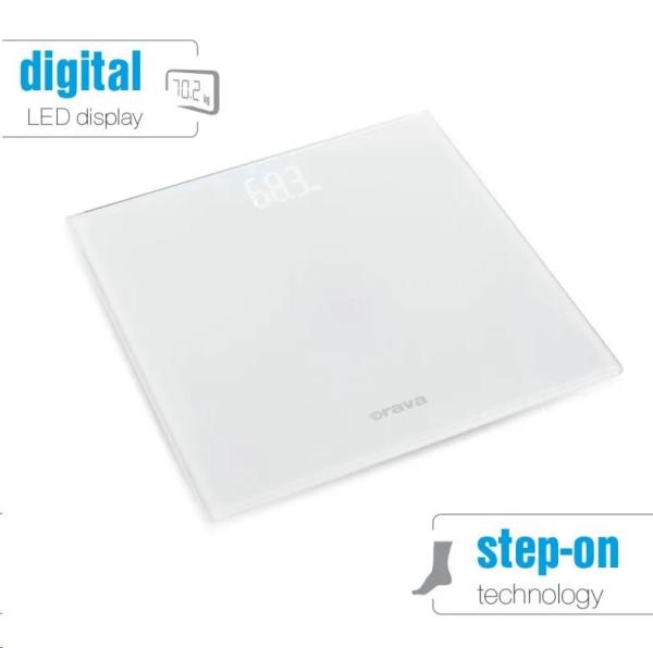 BAZAR - Orava osobní digitální váha,  do 180 kg,  LED displej,  automatické zapnutí dotykem chodidla - Poškozený obal (Komp